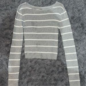 Grey and White Striped Sweater